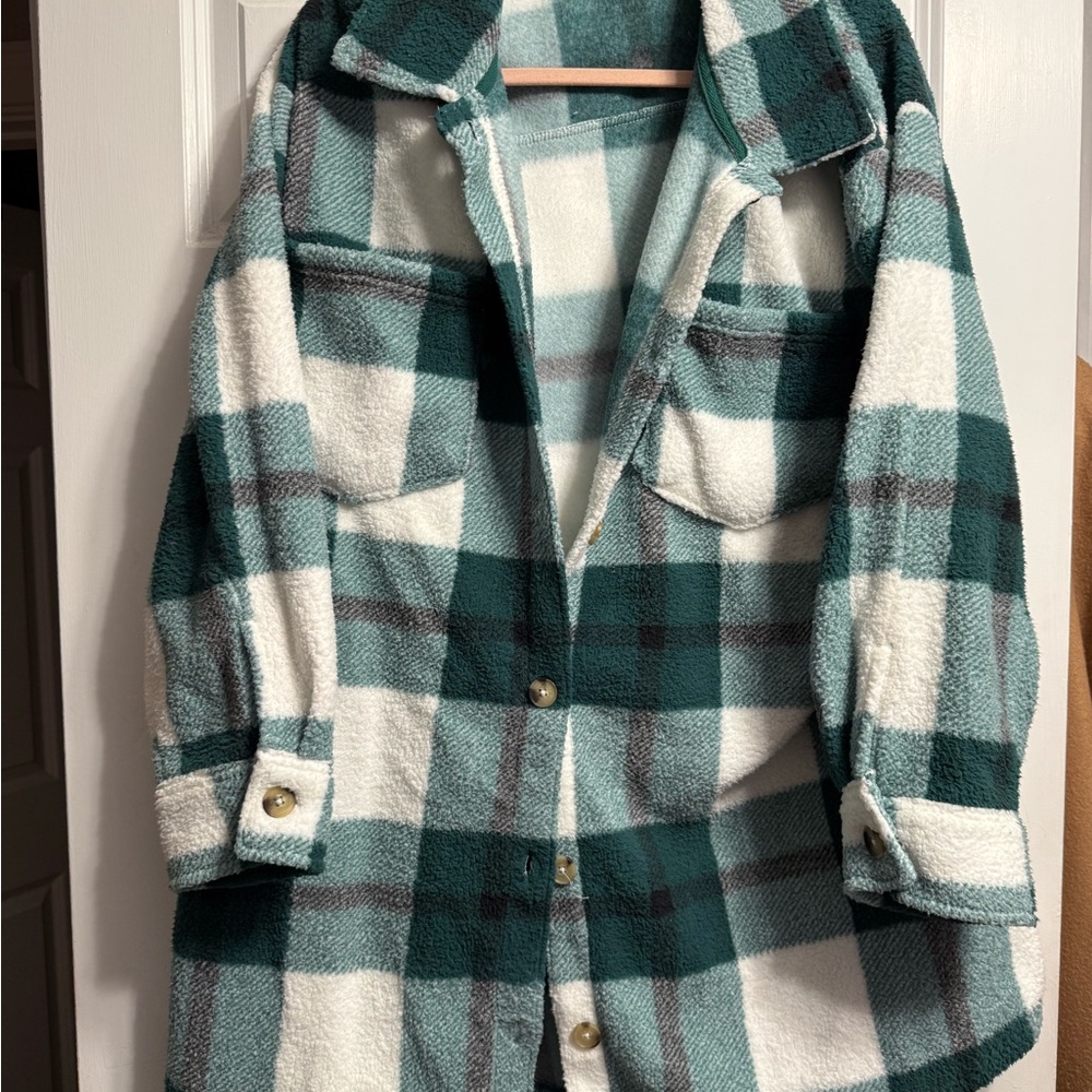 Plaid Women's Jacket - Green and White